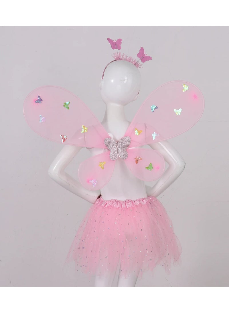 Excefore Light Up Fairy Costume Set, 4Pcs Includes LED Tutu Skirt, erfly Fairy Wings erfly Wand, Headband,  Wings erfly Wings Costume, for  Costume Birthday Party Decoration - Image 5