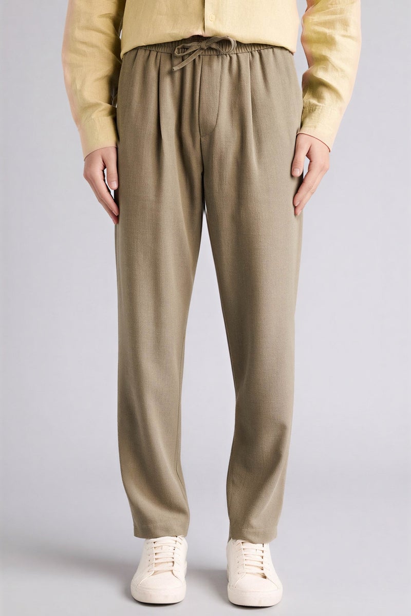 DeFacto Green Man Relax Fit Ankle Length Linen Look Trousers Casual - Image 3