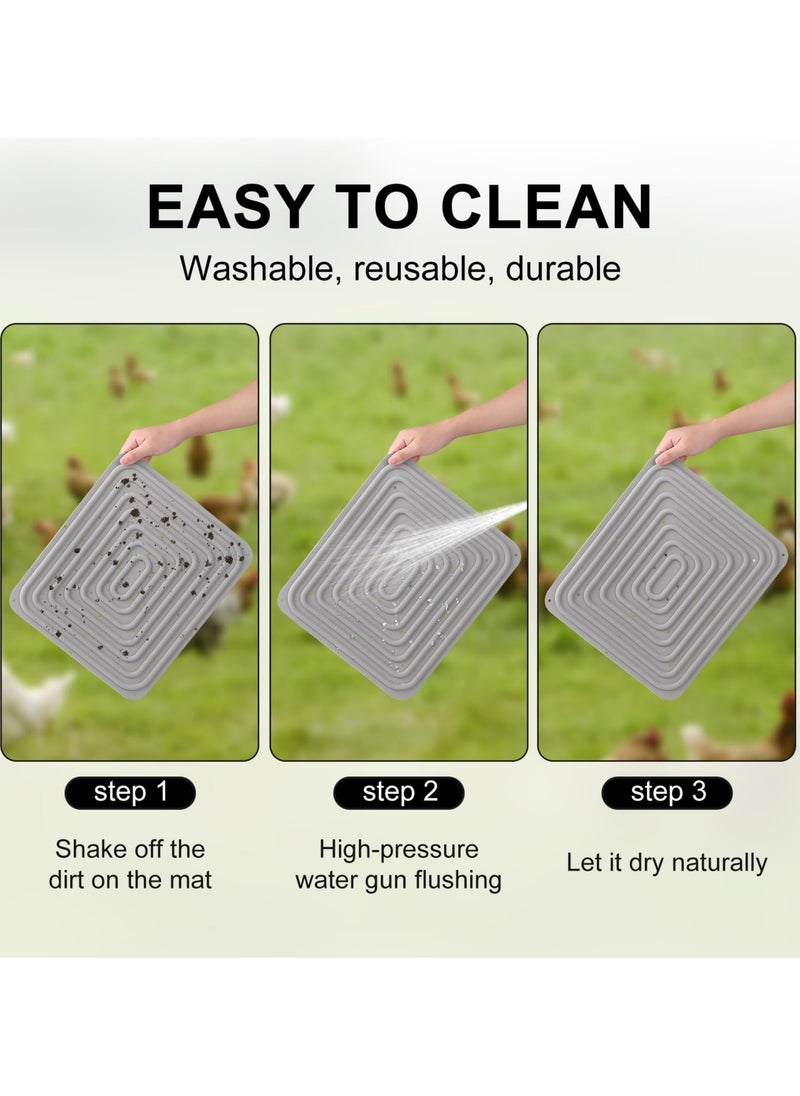 4 Pcs Silicone Chicken Nesting Pads, Washable Nesting Pad for Chicken Coop, Gray Nesting Box Pad for Chickens, Silicone Pads for Chicken Nest, Chicken Coop, Chicken Laying Boxes (Gray)