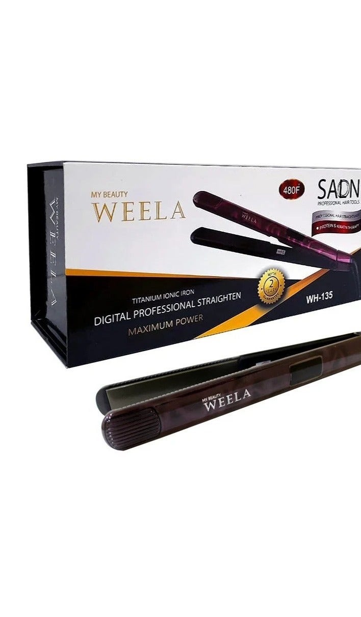 ويلا مملس شعر احترافي من ويلا WEELA موديل WH‑135 – تيتانيوم أيوني رقمي بدرجة 480 فهرنهايت - Image 1