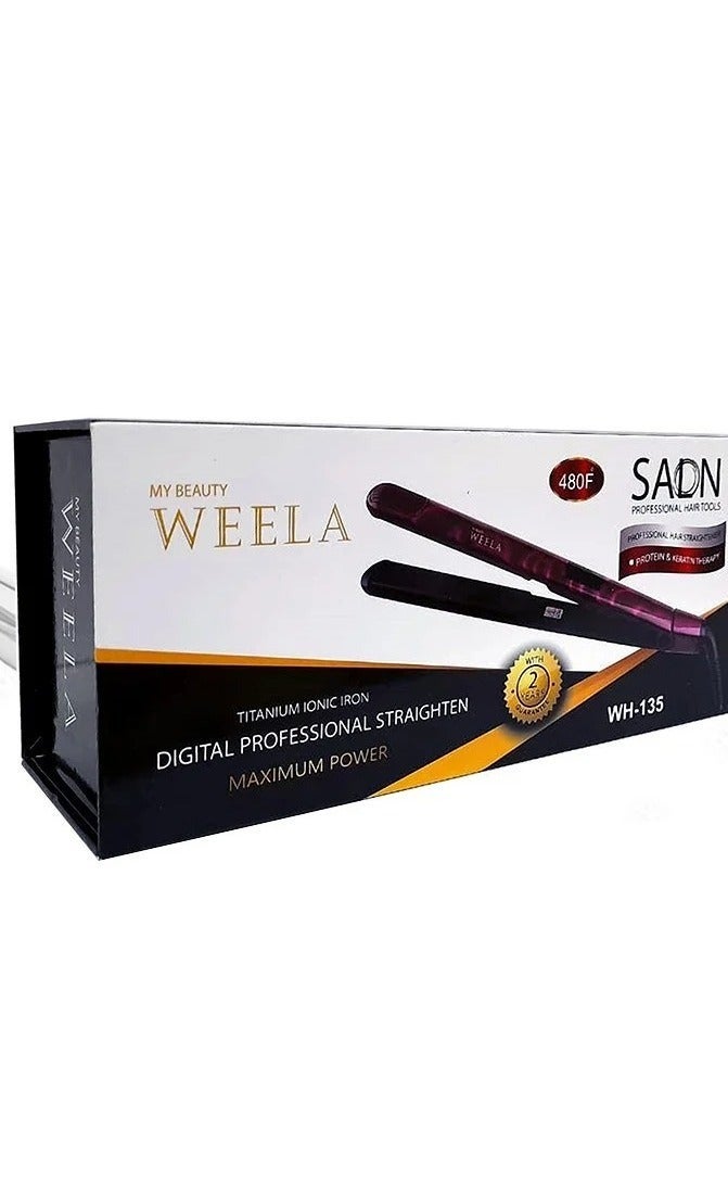 ويلا مملس شعر احترافي من ويلا WEELA موديل WH‑135 – تيتانيوم أيوني رقمي بدرجة 480 فهرنهايت - Image 3