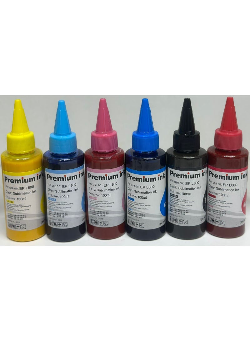 Sublimation Ink 6-Color Set for Epson L800 Printer – 100ml - Image 2