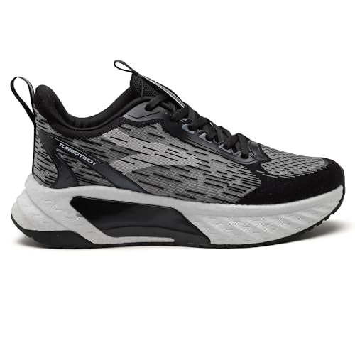 Action | Athleo | TURBO-501 | Men's | Lace-Up | Running | Shoes | Trendy | Lightweight | Comfortable | Durable | Sports | Shoes Black - Image 3
