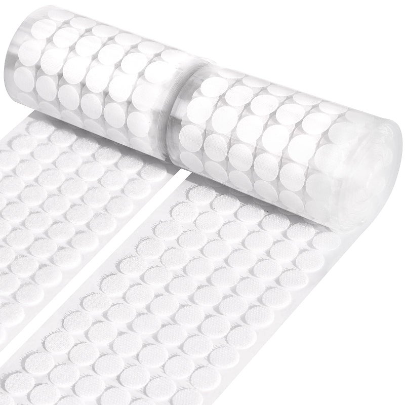 WXBOOM Self Adhesive Dots 2000pcs 1000 Pairs 059 Diameter White Hook Loop Dots Waterproof Sticky Back Nylon for School Classroom Office Home 15mm