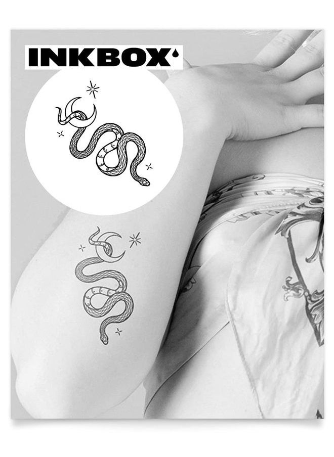 inkbox Inkbox Temporary Tattoos, Semi-Permanent Tattoo, One Premium Easy Long Lasting, Water-Resistant Temp Tattoo with For Now Ink - Lasts 1-2 Weeks, Luna Serpent, 4 x 4 in  - Image 1