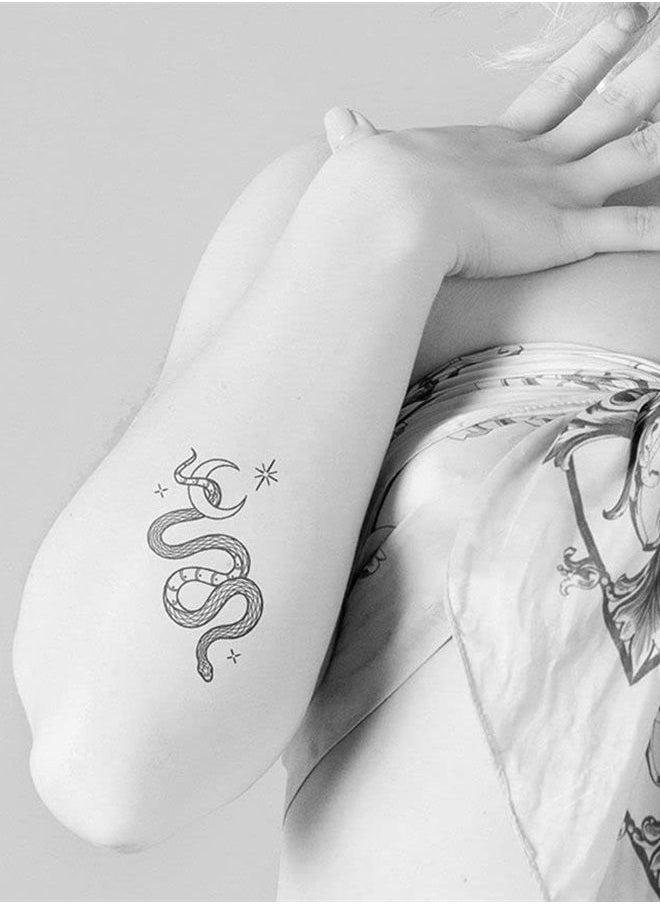 inkbox Inkbox Temporary Tattoos, Semi-Permanent Tattoo, One Premium Easy Long Lasting, Water-Resistant Temp Tattoo with For Now Ink - Lasts 1-2 Weeks, Luna Serpent, 4 x 4 in  - Image 2