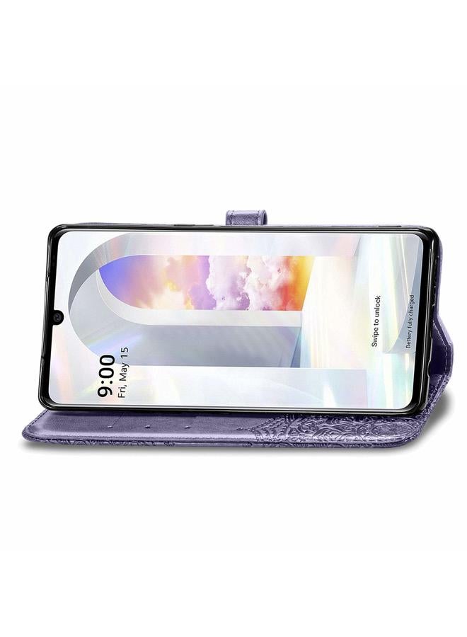 اس-توب جراب لهاتف LG Velvet 2 Pro، جراب جلدي أفقي قابل للطي بنقش ماندالا مع حامل وفتحات للبطاقات ومحفظة وحبل تعليق - Image 4