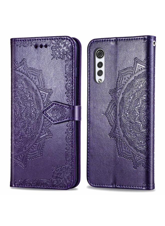 اس-توب جراب لهاتف LG Velvet 2 Pro، جراب جلدي أفقي قابل للطي بنقش ماندالا مع حامل وفتحات للبطاقات ومحفظة وحبل تعليق - Image 2