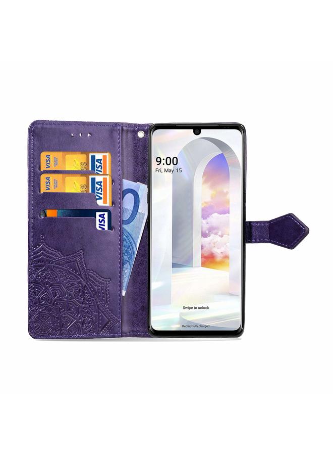 اس-توب جراب لهاتف LG Velvet 2 Pro، جراب جلدي أفقي قابل للطي بنقش ماندالا مع حامل وفتحات للبطاقات ومحفظة وحبل تعليق - Image 3