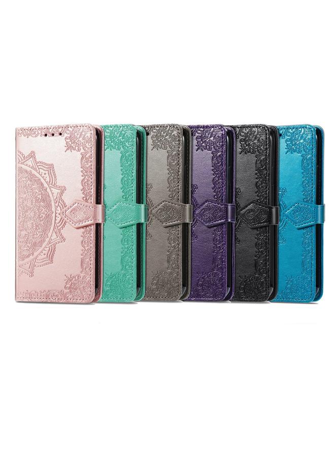 اس-توب جراب لهاتف LG Velvet 2 Pro، جراب جلدي أفقي قابل للطي بنقش ماندالا مع حامل وفتحات للبطاقات ومحفظة وحبل تعليق - Image 5