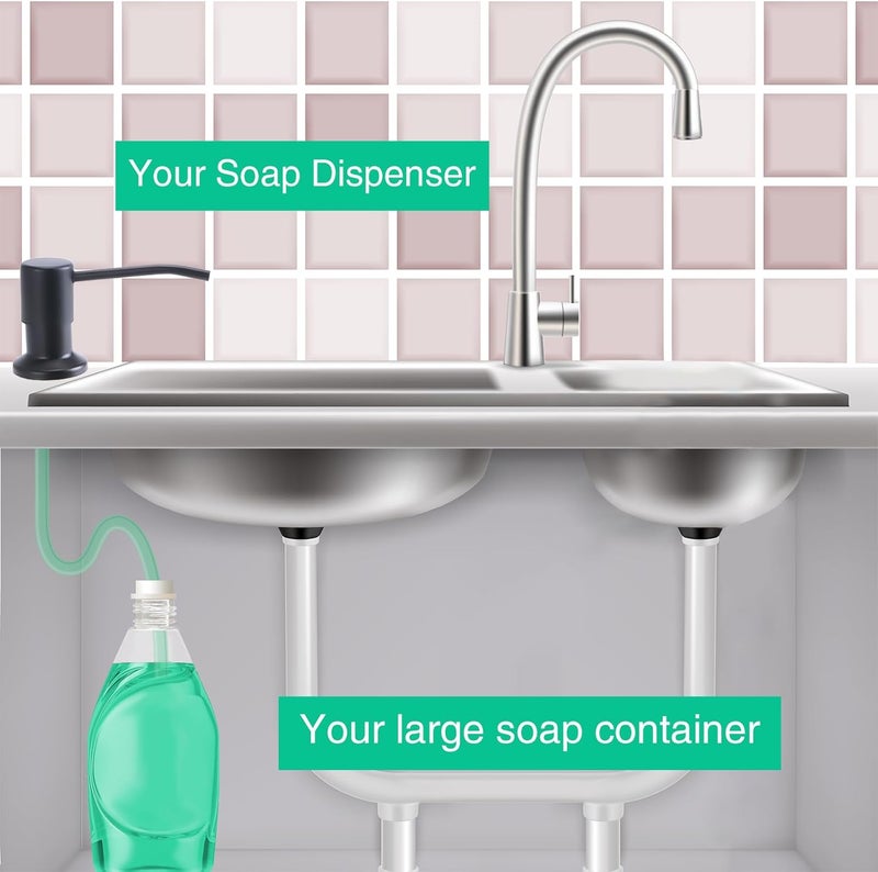 OHiHi Soap Dispenser for Kitchen Sink, Built in Sink Soap Dispenser, Countertop Soap Dispenser Pump with 47" Extension Tube kit, No Need to Fill Little Bottle Again, Black - Image 3