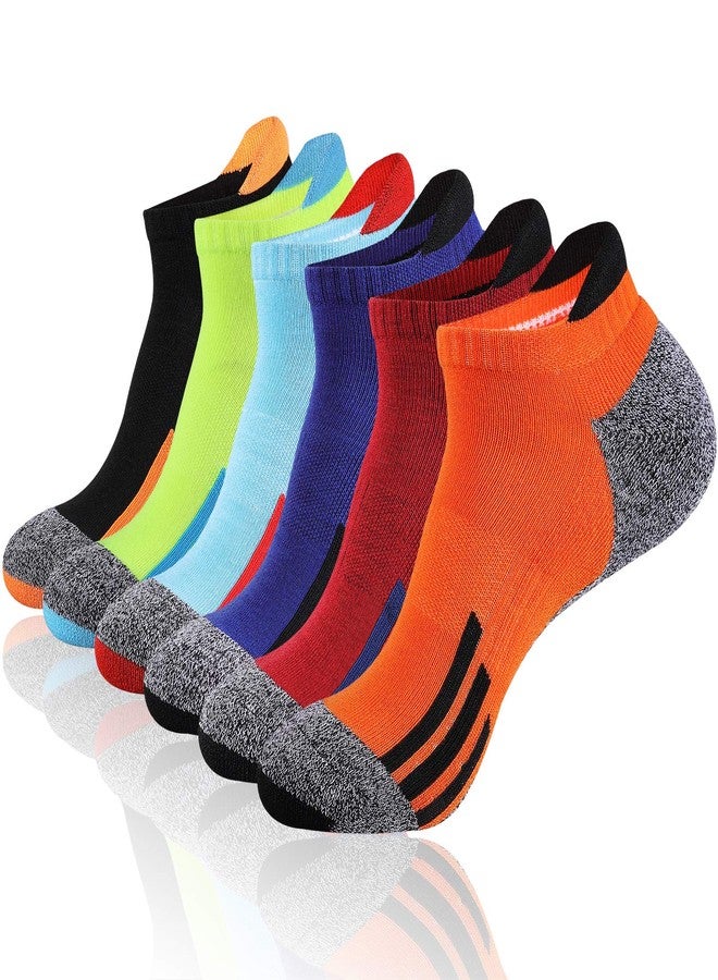 JOYNÉE Mens Ankle Athletic Sports Running Low Cut Socks for Men Cushion 6 Pairs,Colorful,Sock Size 10-13 - Image 1