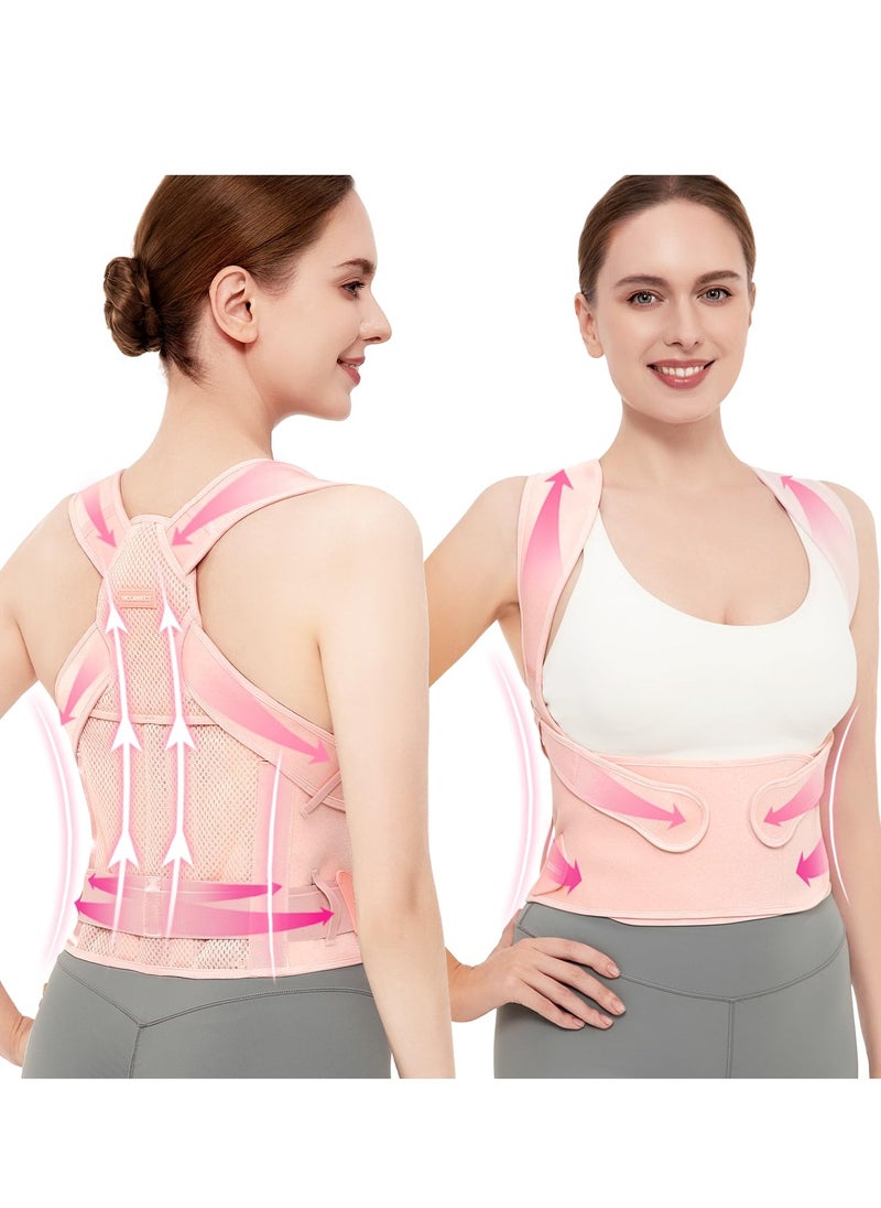 Generic Back Brace and Adjustable Posture Corrector And Trainer for Women and Men , Back Straightener , Scoliosis and Hunchback Correction , Back Pain , Spine Support , Pink  - Image 1