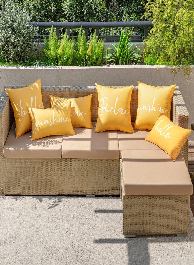 MIULEE Outdoor Waterproof Throw Pillow Covers Set of 2 Spring Hello Sunshine Decorative Outdoor Square Pillowcases for Chair Patio Garden Couch Tent Balcony Sofa Summer Yellow 18x18 Inch - Image 4