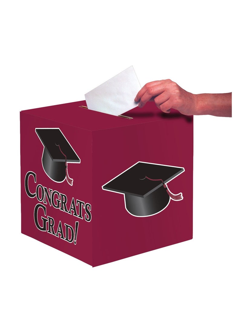 CREATIVE CONVERTING Creative Converting Congrats Grad Card Holder Box Burgundy 