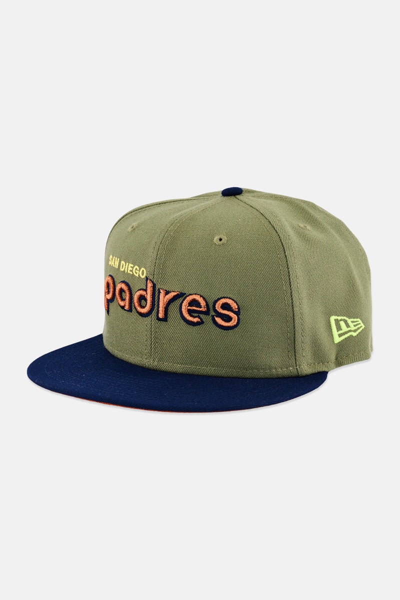 New Era x MLB Men San Diego Padres Fitted Cap, Olive - Image 1