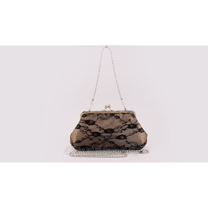 [] Satin Satin Lace Bead Chain Mouth Gold Evening Bag Cheongsam Bag Qx20077 - Image 4