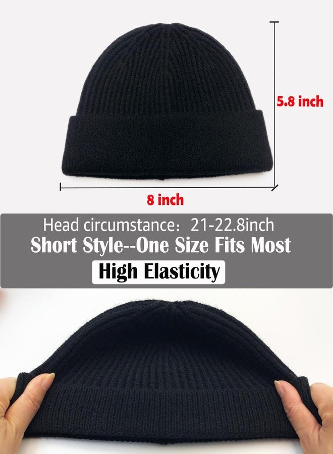 ROYBENS Thin Swag Wool Knit Cuff Short Fisherman Beanie for Men Women, Winter Warm Hats,Trawler Watch Hat Soft Spring Fall Skull Cap Unisex Black - Image 4