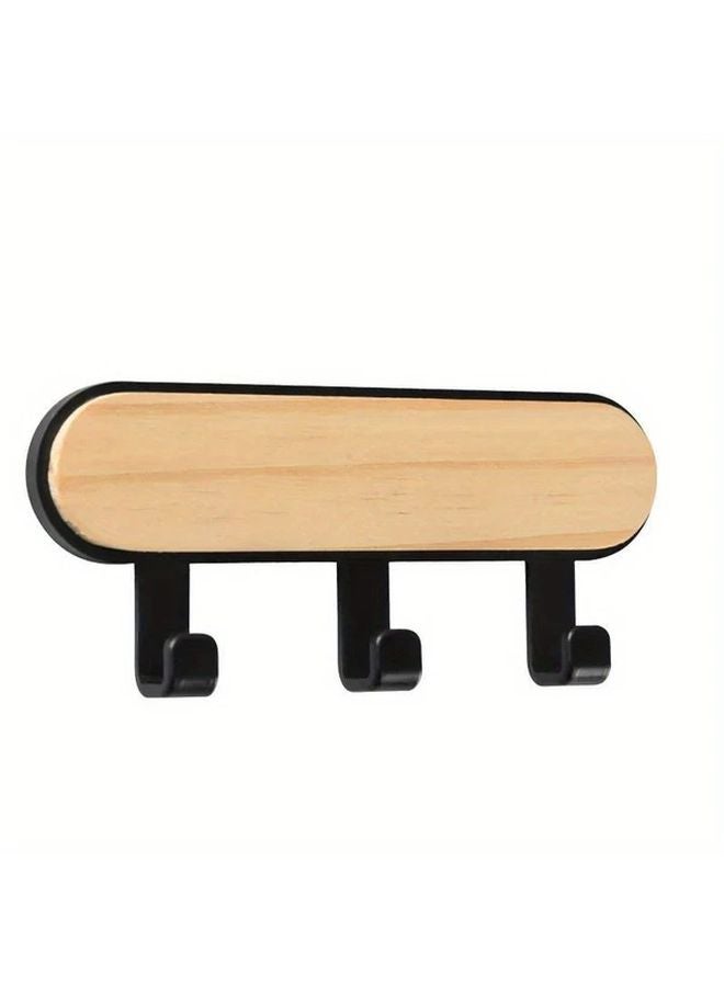 Wall Mounted Key Organizer Black Contemporary Woodlike Texture Space Saving Storage - Image 1