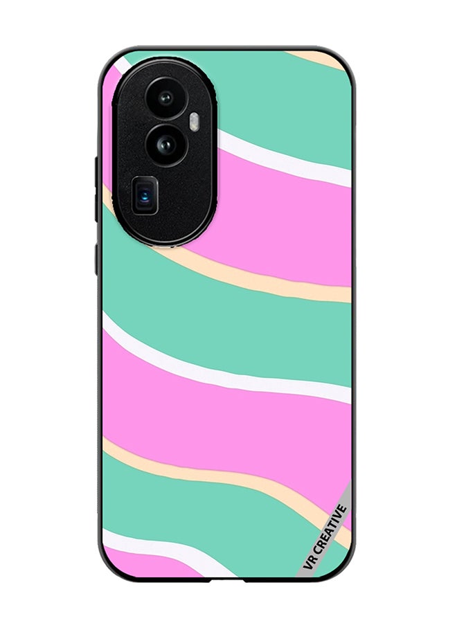 VR CREATIVE Protective Case Cover For Oppo Reno 10 Pro Plus Diagonal Groovy Liquid Swirl Stripe Pattern In Green, Purple, And Pink Color Design Multicolour - Image 1