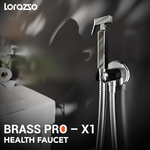 Lorazzo Brass Pro-X1 Health Faucet (Complete Set with 1-Meter Hose Pipe & Wall Hook) | Pure Brass | Chrome Finish | Jet Faucet for Toilet | Bathroom Jet Spray | 1-Year Lorazzo Limited Warranty - Image 2