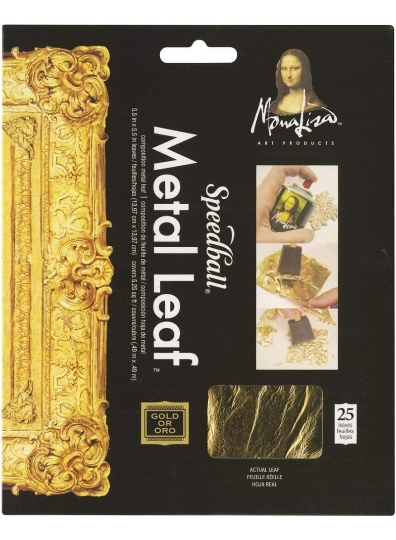 أوراق معدنية مطلية بالذهب مستوحاة من لوحة الموناليزا، مصنوعة من النحاس والزنك، 25 ورقة