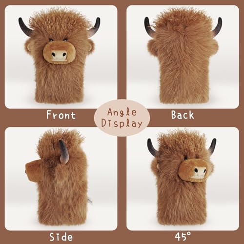 mytag Curly-haired Highland Cow Driver Headcover Funny, Soft Cozy Plush Animal Golf Driver Head Cover Brown - Image 4