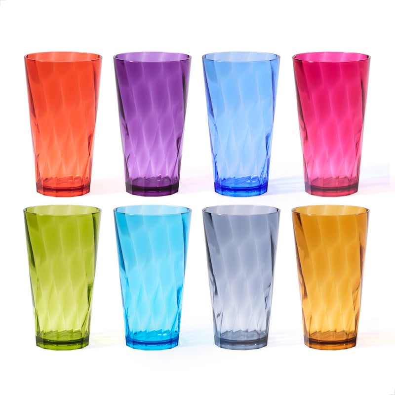 TOSSWARE Betta 20oz Swirl Tumbler - Gemstone Set, 8 Count, Acrylic Drinking Glasses, BPA-Free, Shatterproof and Top Rack Dishwasher Safe Plastic Stackable Water Cups - Image 1