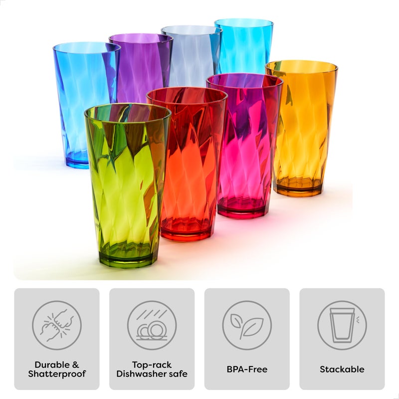 TOSSWARE Betta 20oz Swirl Tumbler - Gemstone Set, 8 Count, Acrylic Drinking Glasses, BPA-Free, Shatterproof and Top Rack Dishwasher Safe Plastic Stackable Water Cups - Image 2