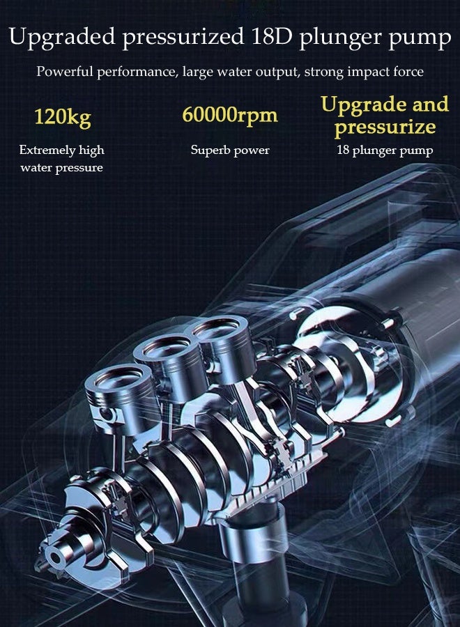 DUNISO High Pressure Washer, Powerful Car Floor Washing Pump, Portable Cordless Electric High Pressure Washer with 5-meter Hose and Mechanical Storage Box, for Cleaning Bikes, Motorcycles, Cars, Floors, Driveways and Gardens - Image 4