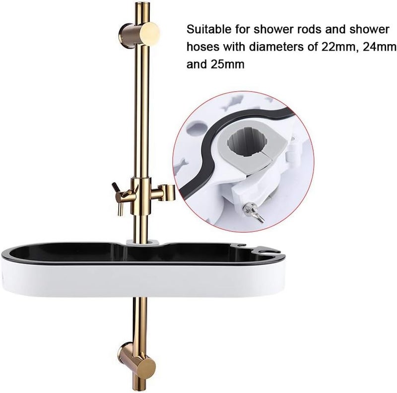 Adjustable Shampoo Soap Storage Shelf Organizer, Bathroom Storage Rack with Shower Head Tray, Height Adjustable for 22mm 24mm 25mm Rods, Durable Plastic Shower Caddy for Bath Produ - Image 5