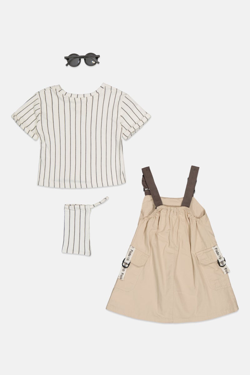 Fudo Kids Girl 4 Pieces Romper Dress Set, Multicolor - Image 2