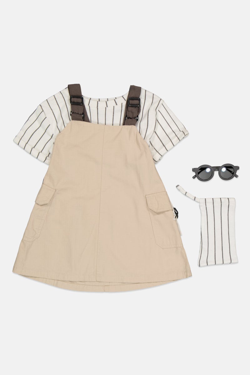 Fudo Kids Girl 4 Pieces Romper Dress Set, Multicolor - Image 4