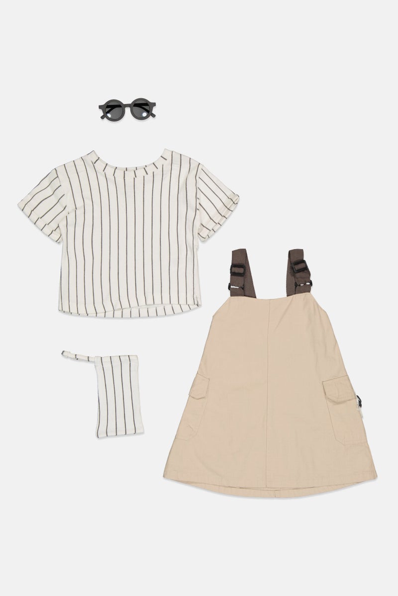 Fudo Kids Girl 4 Pieces Romper Dress Set, Multicolor - Image 3