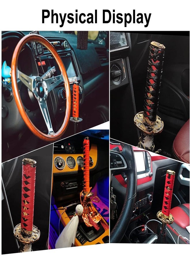 GSTP Automatic Katana Shift Knob Samurai Sword Weighted Gear Shifter Konb Universal for Cars with Lock Button (15cm Black&Red) - Image 2