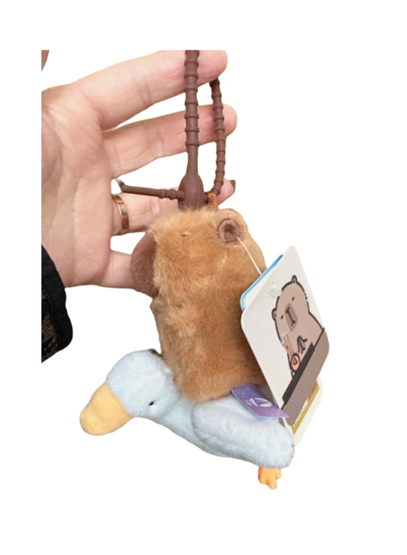 12cm Big Goose Capybara Pendant Keychain Plush Doll Backpack Accessories Bag Pendant Cartoon Bag Accessories Doll Gift  - Image 1