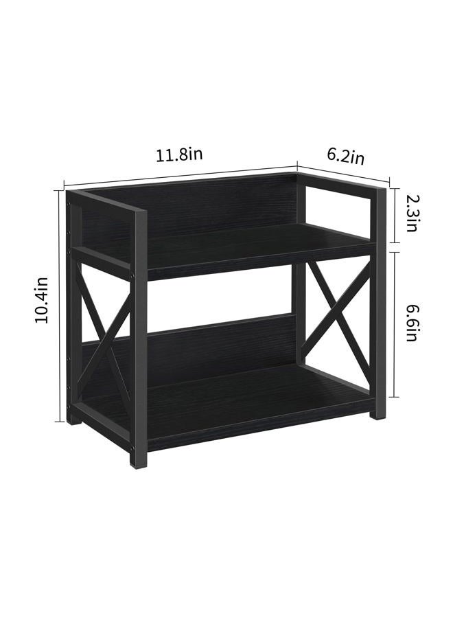 YINMIT Countertop Shelf Organizer,Coffee Bar Accessories,Spice Rack,Coffee Counter Shelf,2 Tier Coffee Organizer Station for Mugs,Cups,Cream,Syrup (Black, Small) - Image 3