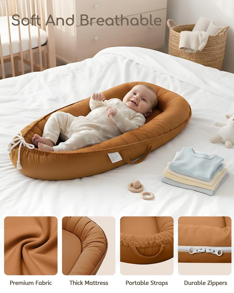 Baobrava Baby Lounger - Infant Lounger for Newborn 0-24 Months, Pure Cotton Breathable Baby Nest Lounger, Newborn Essentials for Baby Boys & Girls, Portable Baby Lounger for Home and Travel - Image 5