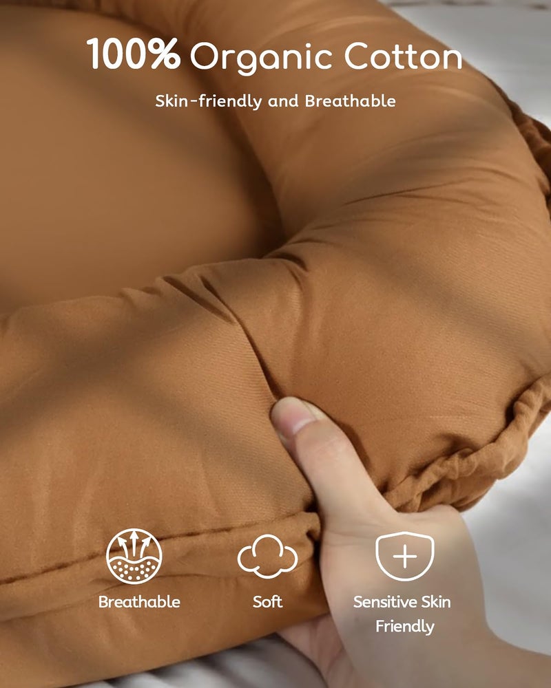 Baobrava Baby Lounger - Infant Lounger for Newborn 0-24 Months, Pure Cotton Breathable Baby Nest Lounger, Newborn Essentials for Baby Boys & Girls, Portable Baby Lounger for Home and Travel - Image 3