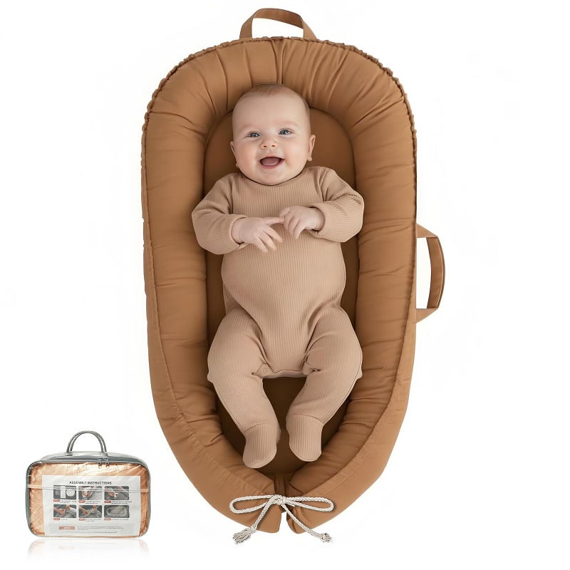 Baobrava Baby Lounger - Infant Lounger for Newborn 0-24 Months, Pure Cotton Breathable Baby Nest Lounger, Newborn Essentials for Baby Boys & Girls, Portable Baby Lounger for Home and Travel - Image 1