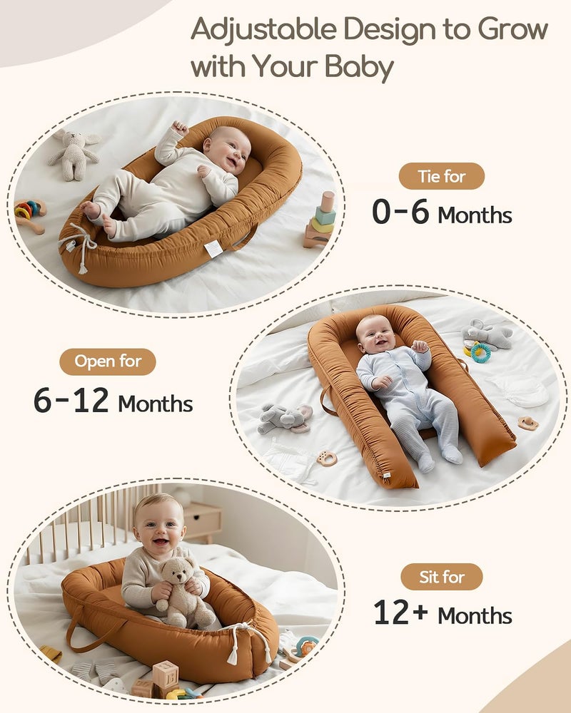 Baobrava Baby Lounger - Infant Lounger for Newborn 0-24 Months, Pure Cotton Breathable Baby Nest Lounger, Newborn Essentials for Baby Boys & Girls, Portable Baby Lounger for Home and Travel - Image 2
