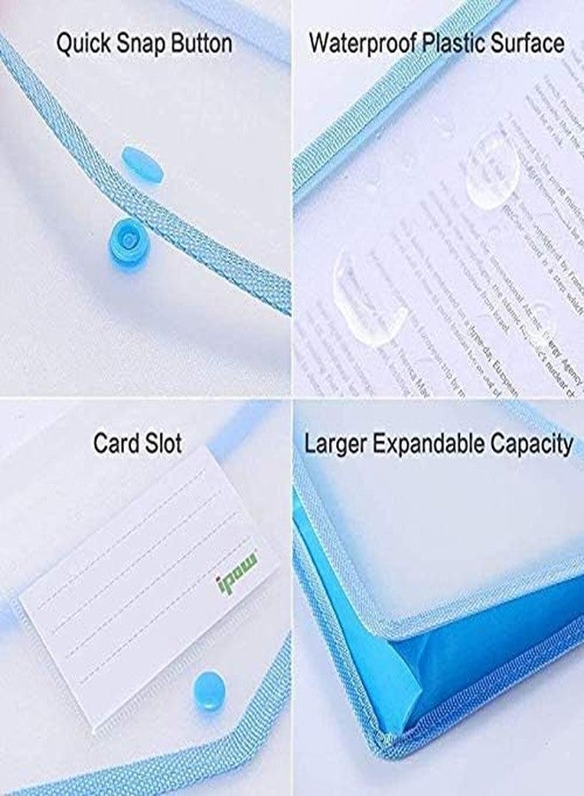 Alusters File Folder, Transparent Poly-Plastic A4/Foolscap Documents File Storage Bag with Snap Button Set of 5/Certificate File Folder - Image 2
