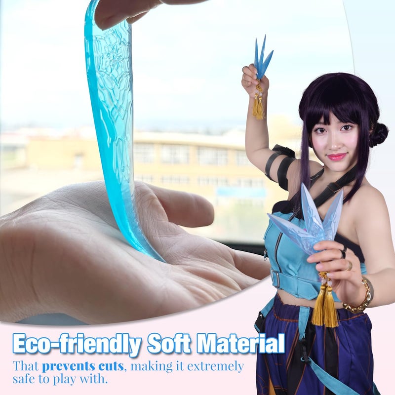 Honcloud 3-Piece 5 Inches Translucent Blue Soft Plastic Dagger Props Safe and Cut-Proof for Cosplay and Halloween Party - Image 5