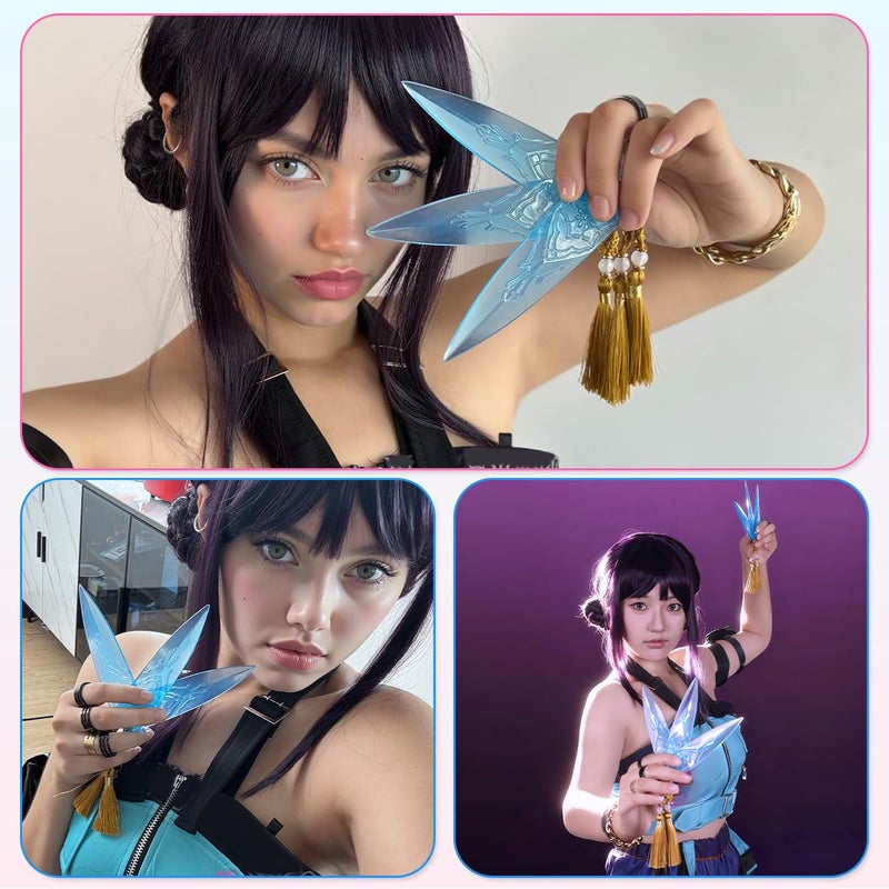 Honcloud 3-Piece 5 Inches Translucent Blue Soft Plastic Dagger Props Safe and Cut-Proof for Cosplay and Halloween Party - Image 2
