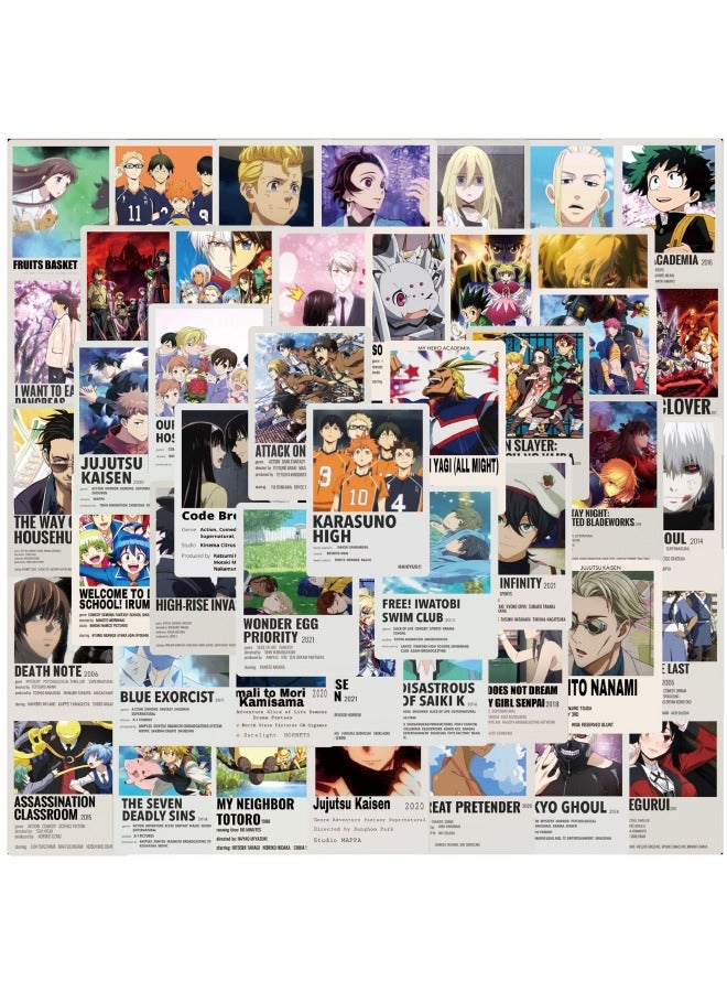 Loquat 50-Piece Anime Collection Waterproof Sticker Set, Literary Poster Type Sticker, HD Fine Color Printing, for Laptop,Skateboard, Water Bottles,Computer,Phone,Guitar, Stickers for Kids Teens Adult - Image 2