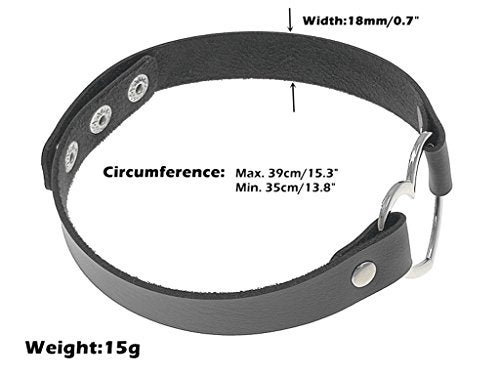 ReNext Gothic Punk Choker,PU Leather Short Necklace with Heart Shape Connector (Black) - Image 2