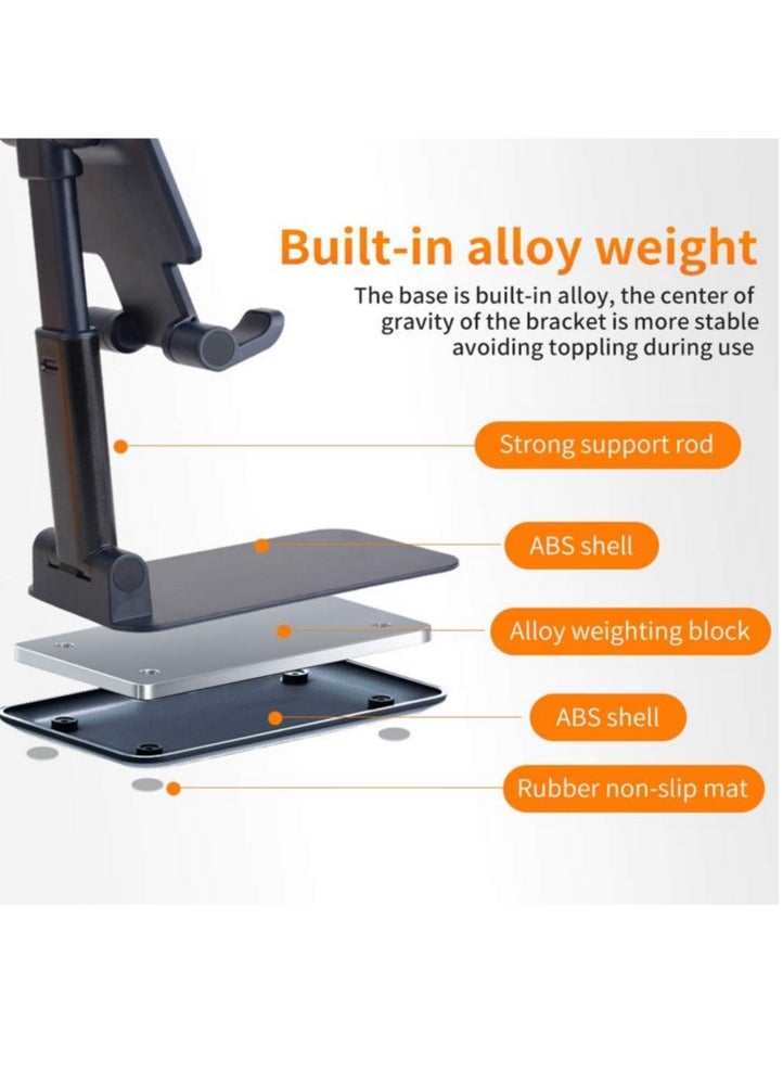 Generic - Adjustable Cell Phone Stand, Foldable Tablet Stand Mobile Phone Mount, Desk Holder, Desktop Charging Base, Alloy Material is More Stable, Compatible with All Smart Phones / 4-10 inch Tablet - Image 1
