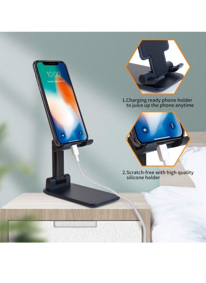 Generic - Adjustable Cell Phone Stand, Foldable Tablet Stand Mobile Phone Mount, Desk Holder, Desktop Charging Base, Alloy Material is More Stable, Compatible with All Smart Phones / 4-10 inch Tablet - Image 1