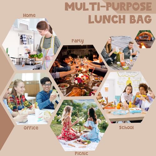 BLUBOON Kids Girls Lunch Bag Insulated Lunch Box for school Corduroy Lunch Cooler Organizer School Kids Lunch Tote (Corduroy checkered brown) - Image 5