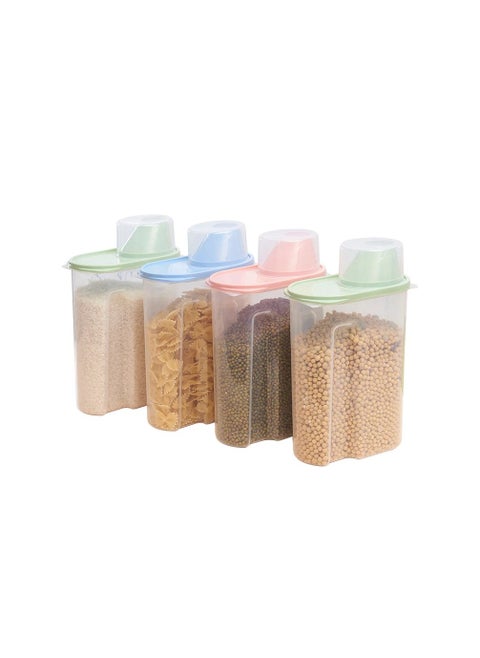Cereal plastic container 1.9 L 4 pieces multicolor